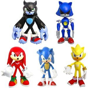 Kids 5 Inches Tall Sonic Action Figures Toys with Movable Joint (Pack of 5)